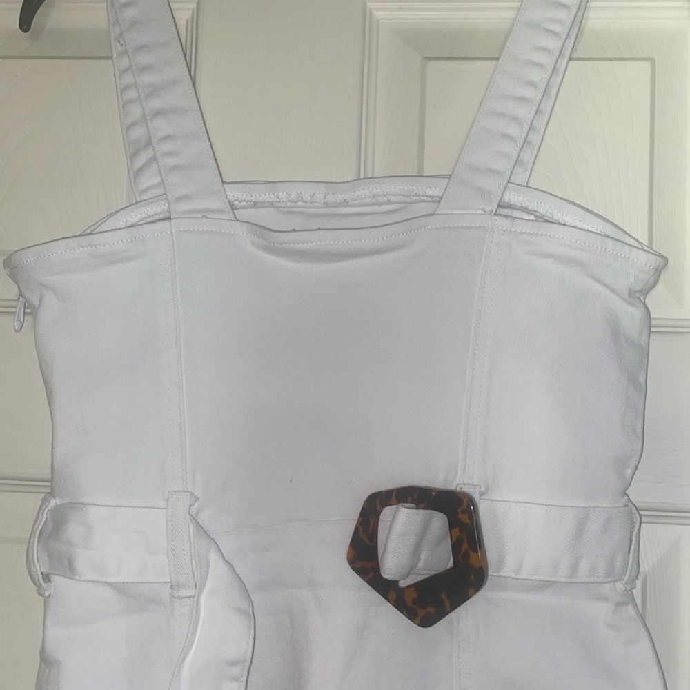 White Midi Denim Dress with Tortoise Accent by Shoe Dazzle EUC - Picture 3 of 12